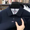 Nova Camisa Polo Masculina de Algodão Puro com Manga Longa Outono 2026, Versátil Cor Sólida Casual de Negócios para Homens de Meia-Idade com Gola Reversível