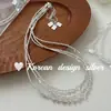 Accesorios nuevos de moda coreana ins para primavera-verano collar de plata de ley S925 con cristal transparente collar de cuentas facetadas para mujer