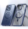 Suporte para Celular iPhone 15 Pro Personalizado Transparente Fosco Giratório Anti-Queda Capa Protetora Magnética para iPhone 16