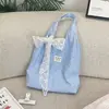 69202 Bolso de Mano con Rayas y Estrellas Estilo Coreano Plata Caliente Gran Capacidad Ligero Bolso de Hombro Único Estudiante Viaje Diario Compras Bolsa de Tela