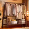 Cabideiro de madeira maciça para uso doméstico, cabide de chão para quarto, cabide simples para roupas, varal dobrável