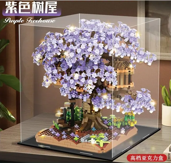 SKU08_颜色_紫色樱花树屋-送亚克力+灯光
