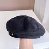 2024 Chapéu Belle Decorativo de Etiqueta Pequena Moda Feminino Outono e Inverno Versátil Casual Chapéu de Pintor Elegante Moderno Chapéu de Abóbora