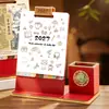 Índice para Archivador de Hojas Sueltas Soporte de Madera Portabolígrafos Calendario de Escritorio 2027 Logo Personalizado Adorno de Negocios Calendario Personalizado Publicidad Corporativa