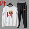 Traje Deportivo Casual de Primavera y Otoño para Hombre Estilo Europeo y Americano Estampado de Letras Juvenil Sudadera de Cuello Redondo y Pantalones Conjunto de Dos Piezas Listo para la Venta