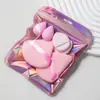 Set Popular Transfronterizo de Polvera Holográfica Láser, Esponja de Belleza Color Macarrón, Set de 6 Esponjas para Maquillaje, Doble Uso para Seco y Húmedo, No Absorbe Polvo