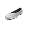 Sapatos Rasos de Couro de Vaca de Camada Dupla com Bico Aberto para Mulheres, Novo Estilo de Primavera Sapatos Ballet de Bico Redondo em Couro Genuíno, Sapatos Baixos Simples para Mulheres