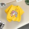 Camisetas de Manga Corta con Cuello Redondo para Niños y Niñas, Estilo Nuevo 2026 Transfronterizo, Tops de Algodón con Estampado de Dibujos Animados de Moda, Tendencia en Ropa Infantil de Media Manga