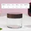 Tampa com grão de madeira pote de creme frasco de vidro transparente creme frasco de creme para os olhos selado cosmético tamanho de viagem frasco portátil frasco de creme em pó atacado