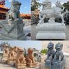 Fabricante de Lugares Escultura de Animal de Mármol Unicornio Par Adornos para Puerta de Hogar Escultura de Piedra Escultura de Unicornio