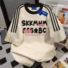 Algodón Manga Corta Mujer Más Vendido 2026 Nueva Elegante Camiseta Simple Estampado de Letras Holgada Tres Rayas Manga Corta