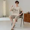 Pijama de Verano para Hombre, Algodón Puro de Manga Corta con Estampado de Dibujos Animados, Algodón Fresco para el Verano, Se Puede Usar Afuera, Conjunto de Ropa para el Hogar para Niños