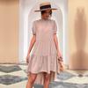 Vestido plisado suelto irregular de color liso con cintura alta para mujer, nuevo, de la estación independiente Amazon Cross-border European Station
