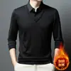 Transmisión en Vivo Moda Casual de Primavera y Otoño para Hombre, Dos Piezas Falsas, Cuello Falso de Dos Piezas, Polar Engrosado, Camiseta Polo Base de Alto Volumen