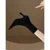 Primeiro Encontro Botas de Cano Curto Salto Agulha Bico Fino Femininas Salto Alto Botas Emagrecedoras Moda Outono Inverno Botas Pequenas de Cano Curto Camurça Temperamento Bonita Mila