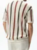 Camisa Polo Masculina Estilo Coreano Recortada em Mesh Listras de Contraste Verão Tendência Design Solto Casual Tricotada