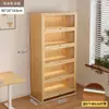 Librería a prueba de polvo de madera maciza, montada en la pared, color nogal, armario de almacenamiento, estantería de pie, estantería para el hogar