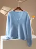 Cardigã feminino com forro de fleece e textura macia, jaqueta de tricô para outono e inverno, corte slim, elegante, suave e versátil, peça externa de suéter
