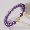 Pulsera de Calabaza de Cristal Morado de Círculo Único para Mujer con Colgante de Amuleto de la Suerte, Pulsera Única y Versátil para Jugar y Usar, Regalo para Mejor Amiga