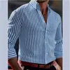 Camisa Casual de Manga Larga Rayada Teñida en Hilo Estilo Nuevo para Hombre, Impresión 3D, de Primavera y Otoño, Transfronteriza Europea y Americana, Amazon AliExpress