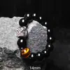 Pulsera de Cristal Natural Obsidiana Piedra Plateada Pulsera Despertar del León Estilo Chino Regalo de Año Nuevo para Hombres Regalo de Cumpleaños para Novio