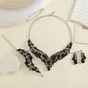 Collar Vintage Estilo Corte Transfronterizo, Pendientes, Pulsera, Juego de Joyería de Cristal, Accesorios de Moda de Alta Gama para Bodas y Banquetes