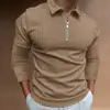 Moda Otoño 2022 para Hombre: Camisa Polo Amazon, Color Sólido, Rayas, Manga Larga, Camisa Polo para Hombre, Cuello Camisero, Estilo Caballero