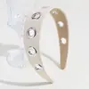 Moda Europea y Americana Elegante Diadema de Cuero de Ala Ancha Estilo Punk Moda de Corte Metálico Accesorios Versátiles para el Cabello para Mujeres al Salir