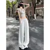 Pantalones de Chándal con Dobladillo Curvo Modelo Nuevo 2026, Diseño de Plátano, Pantalones de Pierna Ancha Caídos, Estilo Miu Miu, Pantalones Casuales de Encaje para Mujer Coreanos