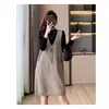 Vestido Suéter para Mujer en Otoño e Invierno Estilo Nuevo con Abrigo, Holgado y Elegante, Chaleco Base de Punto Reductor de Edad, Versátil