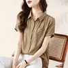 2026 Verano Madre Elegante Moda Oculta Barriga Elegante Dama Manga Corta Algodón Lino Camisa Top para Mujer Mujeres