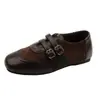 Hebilla de cinturón de moda pequeña estilo nuevo Zapatos de cuero con plataforma interior retro francés Zapatos de vestir para mujer Otoño 2026 punta cuadrada