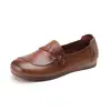 Zapatos Nuevos para Mamá de Primavera y Otoño Cuero Genuino Zapatos Individuales para Personas de Mediana Edad y Mayores Suela Suave Cuadros para Mujer Planos Casuales Zapatos de Cuero para Mayores Suela de Tendón
