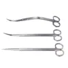 Poda de pasto acuático pasto cilindro herramienta de acero inoxidable traje tijeras curvas pinzas clip raspador de algas largo codo onda pala plana de arena