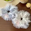 Goma para el pelo dulce de encaje de verano, Accesorio para el pelo femenino y lindo, Goma para el pelo con borde de encaje, Azul bebé