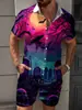 Novo Conjunto de Camisa de Manga Curta e Shorts Masculino com Estampa Engraçada de Halloween para o Verão - Venda Cruzada da Amazon