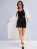 Cardigã de Veludo de Vison Branco Tricô Longo Solto Estilo Preguiçoso Jaqueta de Tricô para Mulheres Primavera e Outono Cor Lisa Casaco Externo