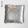 Posavasos Hechos a Mano de Estaño Puro de las Dinastías Tang y Song, Posavasos Metálicos para Tazas de Té, Soportes para Tazas Estilo Japonés, Bandejas de Té Cuadradas Creativas Aislantes del Calor, Accesorios para Ceremonia del Té