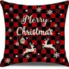 Fronha de almofada de Natal xadrez estilo americano, capa de almofada quadrada xadrez de flanela curta com floco de neve, capa de almofada para quarto