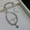 Cadena para Clavícula de Cristal con Colgante de Calabaza Morada Microincrustada de Lujo Super Hada para Mujer, Elegante, Versátil, de Alta Gama, Moderna
