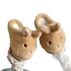 Lindas pantuflas de algodón de peluche de conejo para mujer, diseño 3D de dibujos animados de invierno, suela gruesa, forro polar, cálidas y acogedoras para usar en interiores