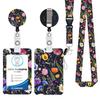 Padrão Mármore Pintura a Óleo Céu Estrelado Estampa Colorida Retrátil Puxa Fácil Porta Celular Id Lanyard Porta Cartão