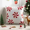 Funda de almohada navideña transfronteriza, bordada con Santa Claus y copos de nieve, una funda de cojín de sofá lujosa y minimalista