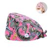Gorro quirúrgico transfronterizo de algodón con estampado de color sólido y ajuste de correa, gorro de enfermera para quirófano, para hombre y mujer, gorro de médico dental y oral.