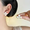 Blanco Leche Gardenia Suave Flor Estéreo Alta Gama Fragancia Francesa Pequeña Esmalte de Gota Primavera Plata 925 Pendientes de Uña Lujo Accesible