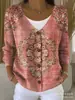 Nova blusa de moletom com botões, gola V, manga longa, estampada em 3D, estilo personalidade, solta, para outono e inverno, jaqueta suéter para mulheres
