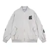 Chaqueta de estilo American high street con bordado de parche de letras completo en la espalda, unisex, chaqueta casual holgada vintage para principios de primavera para estudiantes y parejas