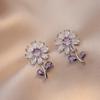 Colar Feminino Cheio de Flor de Zircônio Moda Elegante Corrente de Clavícula de Zircônio Pequeno Ins Cyber Celebridade Vintage Terno Colar de Aço Titânio