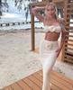 Ropa Europea y Americana Top Tubo Falda de Punto Hueca Cintura Alta Moda Sexy Conjunto de Falda para Mujer Listo para Usar Falda de Playa para Vacaciones