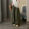 Novedad de Otoño Estilo Retro Americano Cintura Alta Estilo Ropa de Trabajo Multi-Bolsillo Holgado Cómodo Combinar con Pañuelo de Seda Cinturón Jeans Mujer